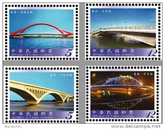 Taiwan 2010 Bridge Stamps (III) Architecture River Light - Ungebraucht