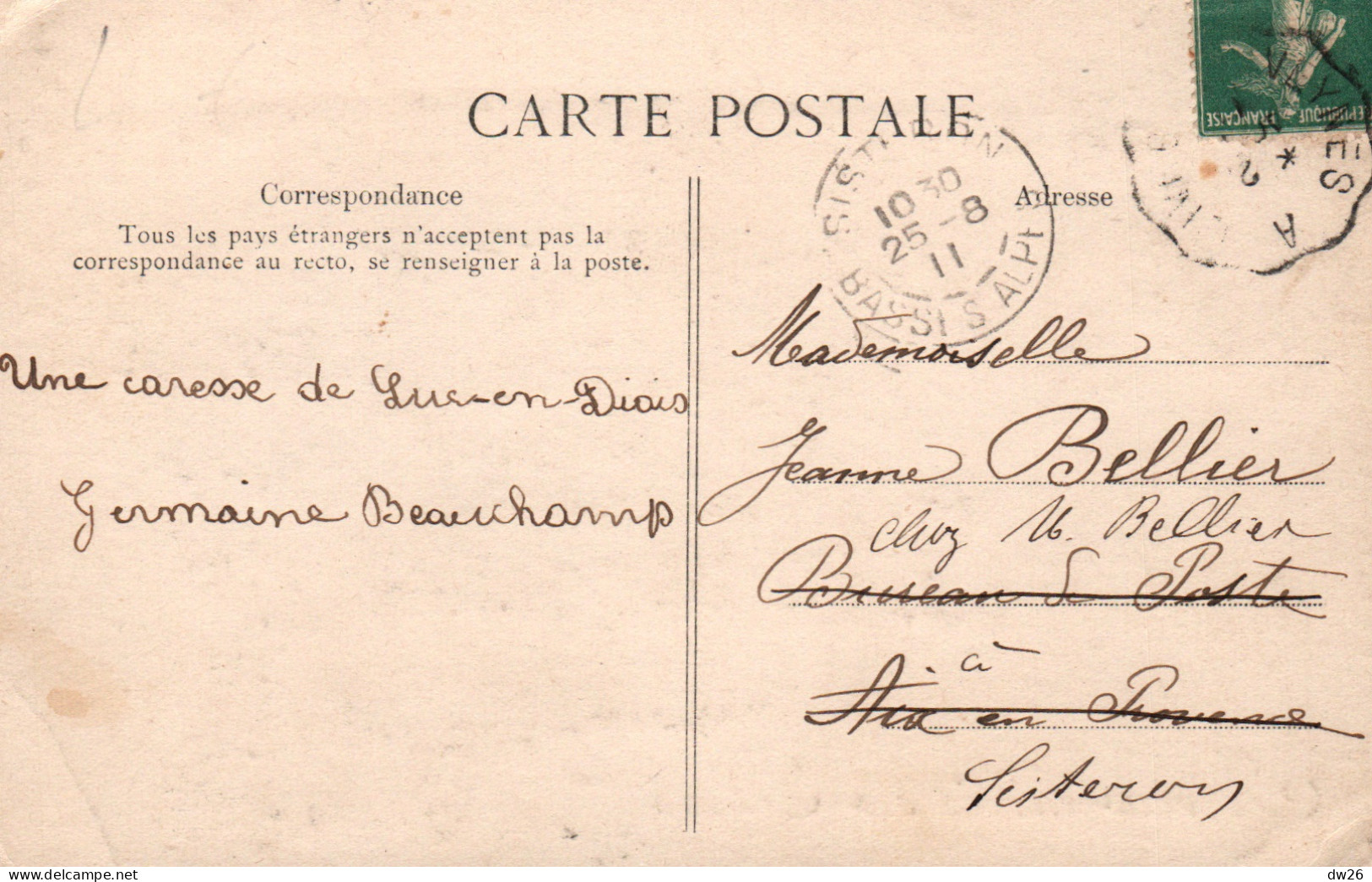 Drôme: Fantaisie, De Luc-en-Diois Je Vous Envoie Ces Fleurs (Vue Générale) Edition Gay - Carte Colorisée De 1911 - Luc-en-Diois