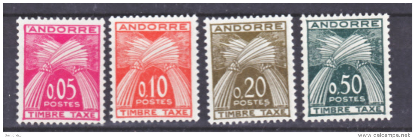 Andorre Taxe 42 45 1/4 De Cote En Nouveaux Francs Taxes Gerbe Neuf ** TB MNH Sin Charmela Cote 70 - Unused Stamps