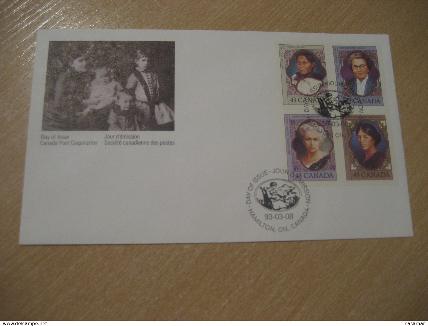 HAMILTON 1993 Yvert 1300/3 Women Day Woman Femme Femmes FDC Cancel Cover CANADA - 1991-2000