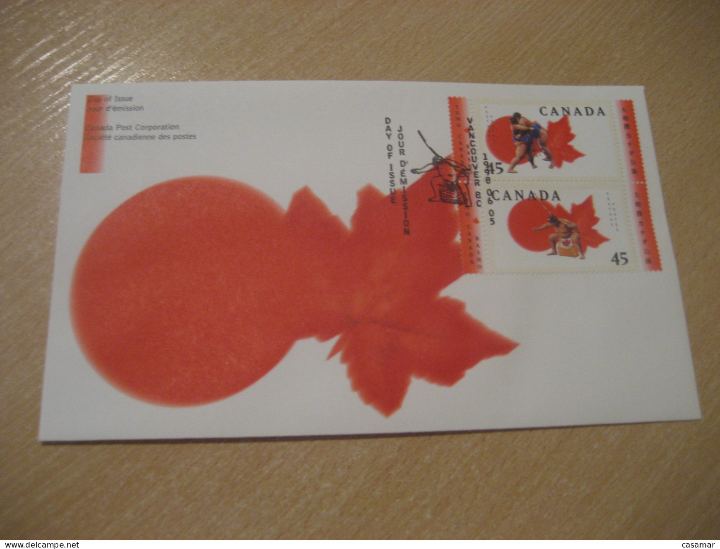 VANCOUVER 1998 Yvert 1569/70 Sumo Basho Japan Martial Art FDC Cancel Cover CANADA - Non Classés