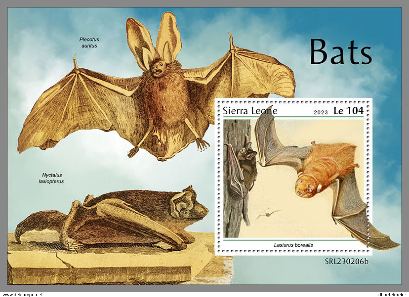 SIERRA LEONE 2023 MNH Bats Fledermäuse Chauves-souris S/S - OFFICIAL ISSUE - DHQ2334 - Bats