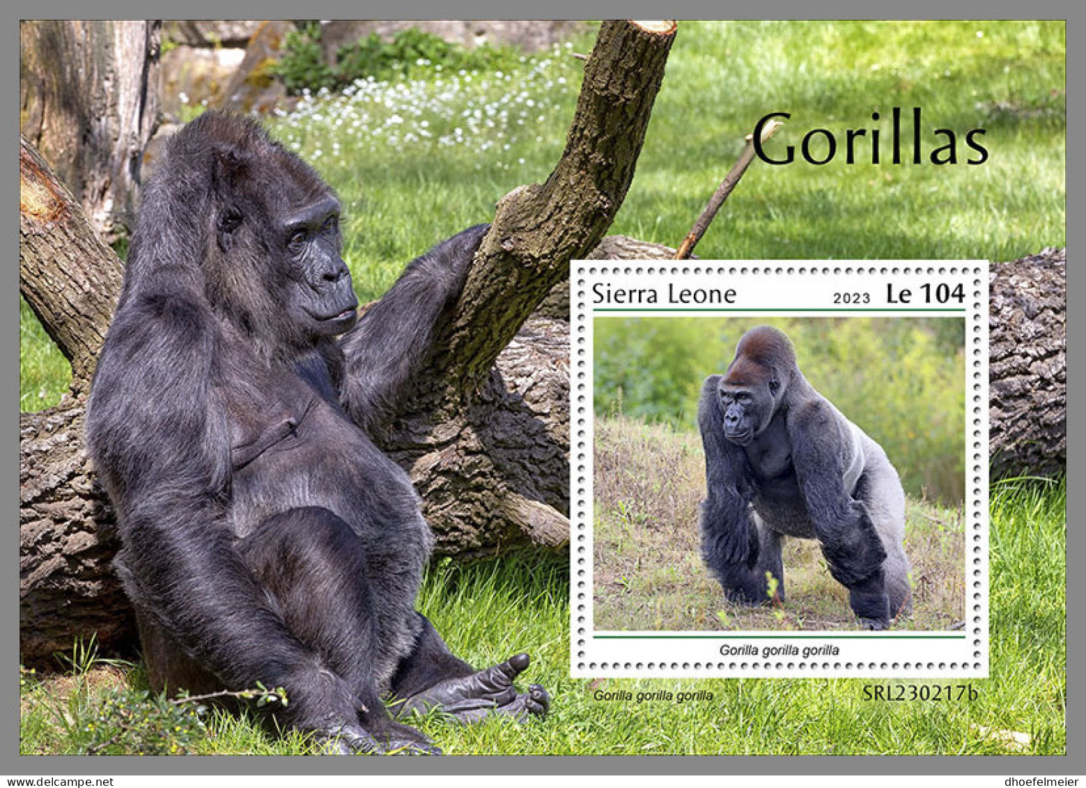 SIERRA LEONE 2023 MNH Gorillas Gorilles S/S - OFFICIAL ISSUE - DHQ2334 - Gorilas