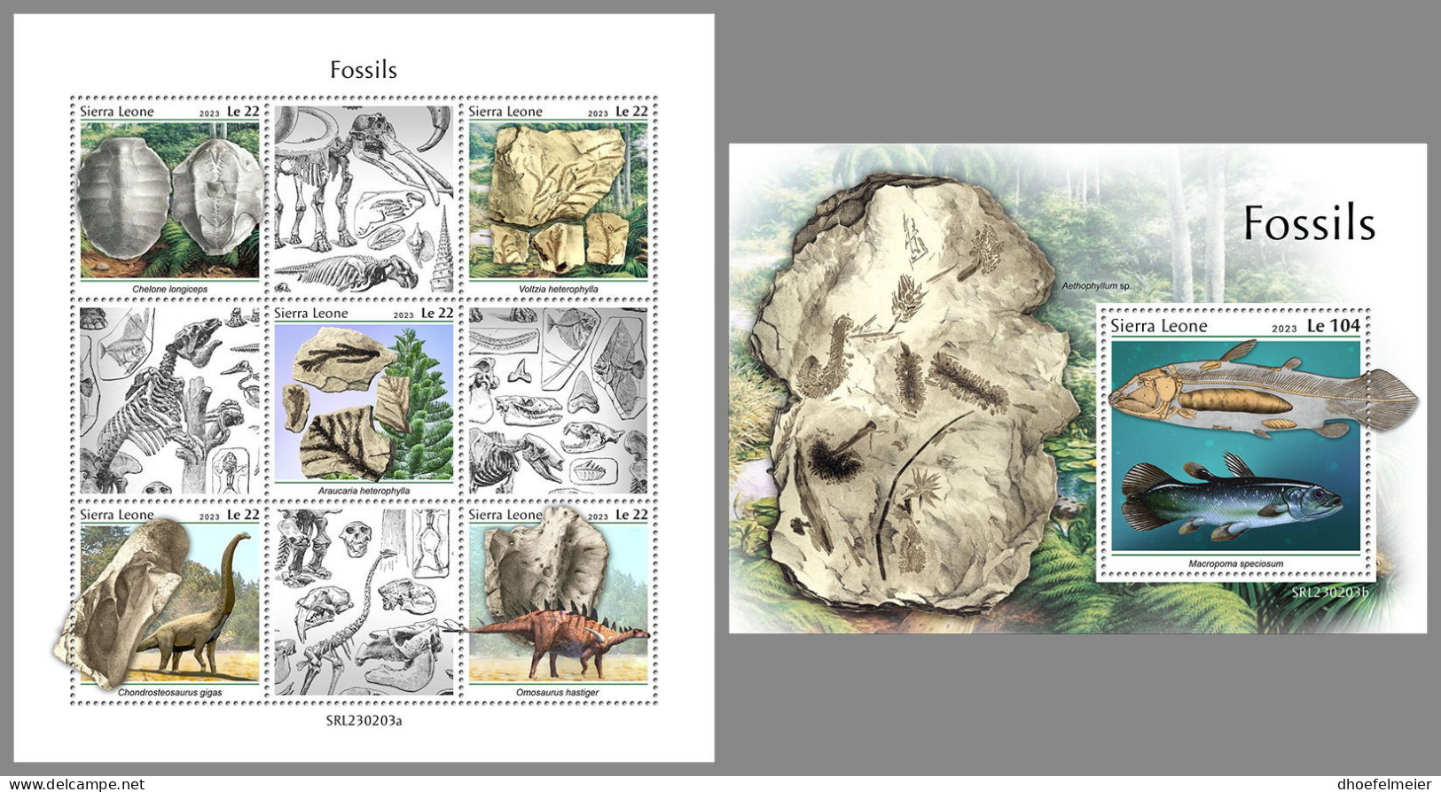 SIERRA LEONE 2023 MNH Fossils Fossilien Fossiles M/S+S/S - IMPERFORATED - DHQ2334 - Fossili