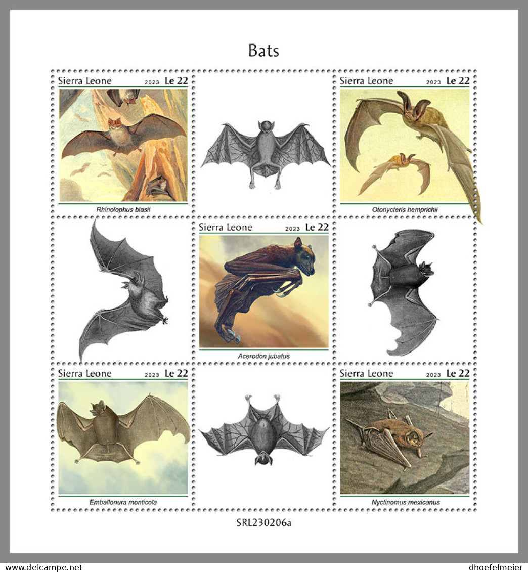 SIERRA LEONE 2023 MNH Bats Fledermäuse Chauves-souris M/S - IMPERFORATED - DHQ2334 - Fledermäuse