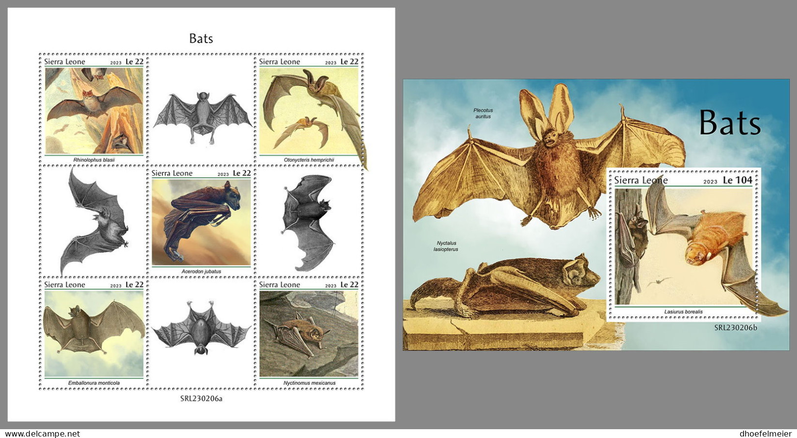 SIERRA LEONE 2023 MNH Bats Fledermäuse Chauves-souris M/S+S/S - IMPERFORATED - DHQ2334 - Chauve-souris