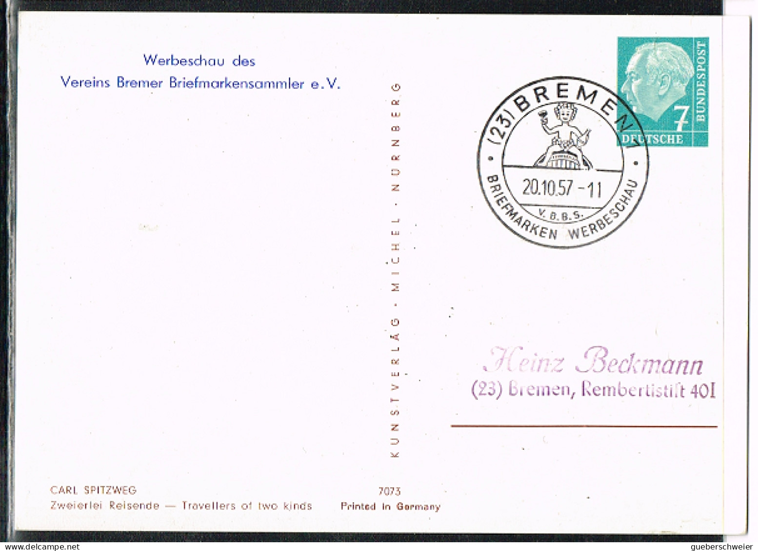 POST 17 - ALLEMAGNE Entier Postal Illustré Briefmarken Werbeschau Bremen 1957 - Private Postcards - Used