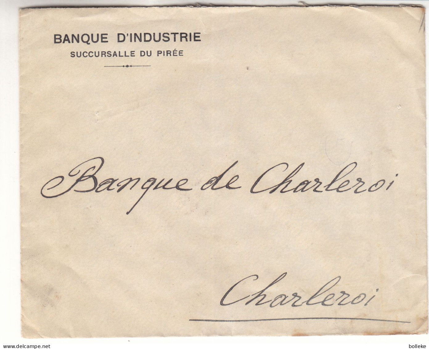 Grèce - Lettre De 1920 ° - GF - Exp Vers Charleroi - Banque - - Brieven En Documenten
