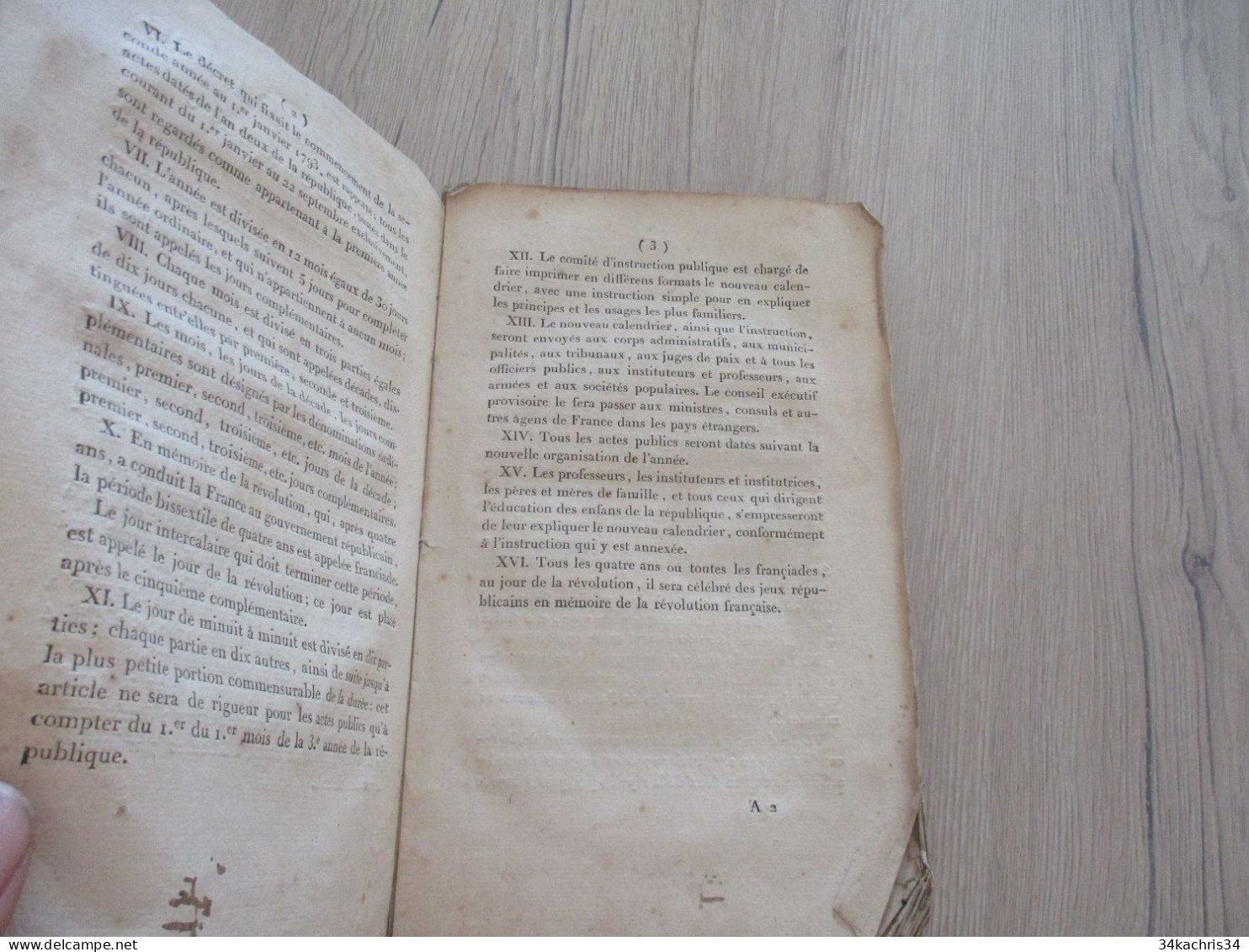 M45 Loi Concernant L'ère Des Français 05/10/1793 Concordance Des Deux ères Françaises Et Grégorienne 232 Pages - Décrets & Lois