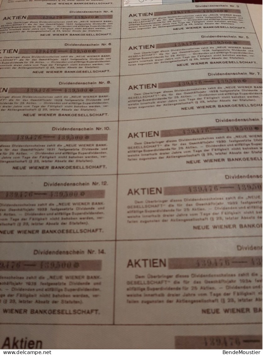 25 Aktie Der Neue Wiener Bankgesellschaft - Autriche - Vienne - Wien Den 18 Jânner 1922 - Banque & Assurance