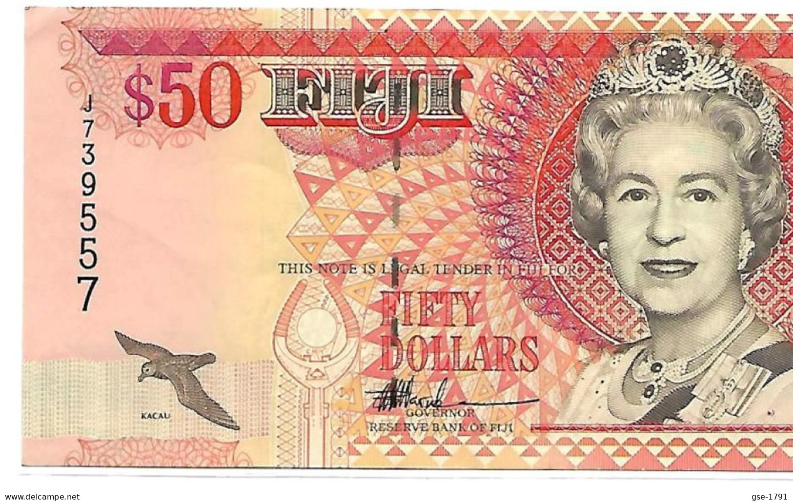 FIDJI ,Réserve Bank 50 Dollar (1996 )   # 100b  Pr. Neuf - Figi