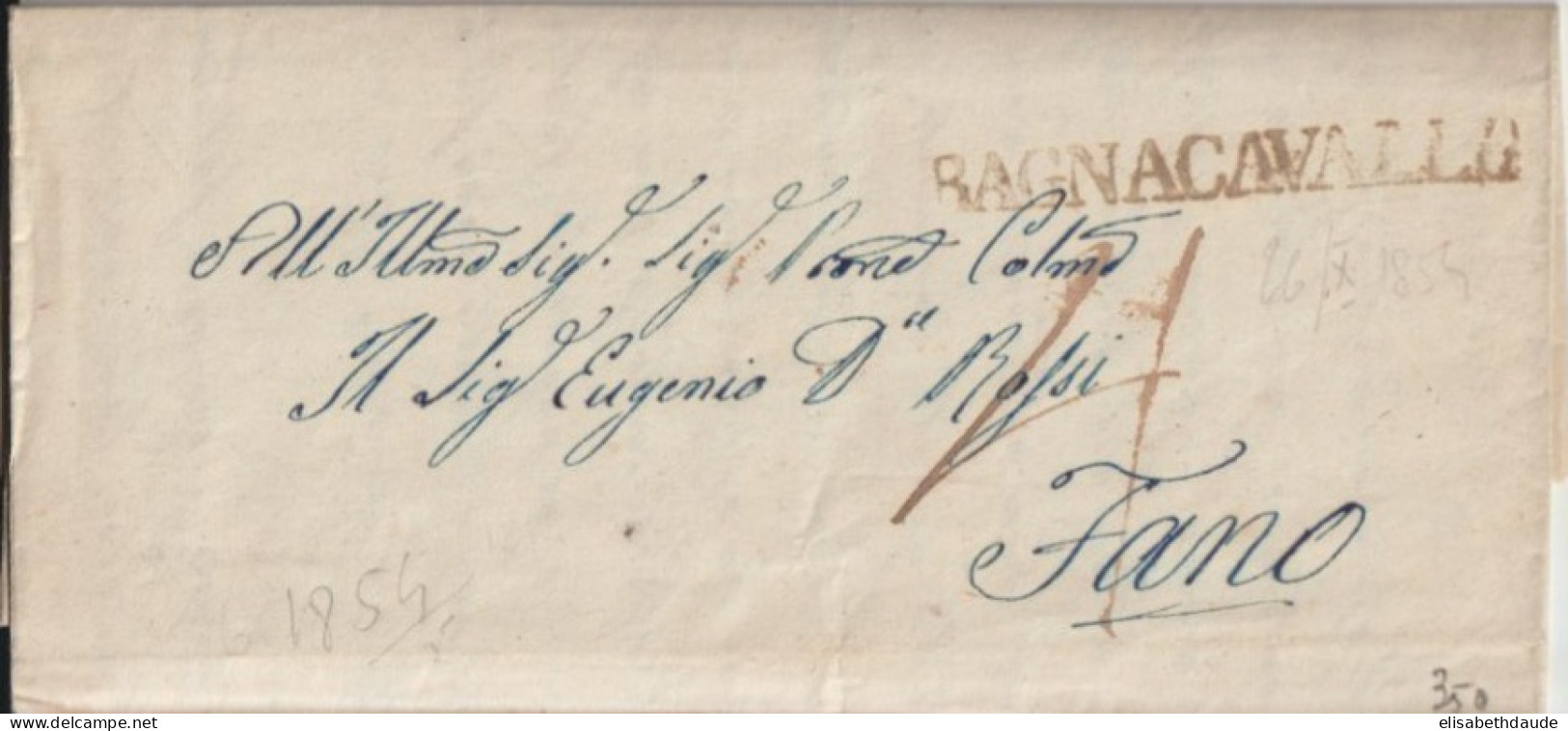 ITALIA / ETATS PONTIFICAUX - 1854 - LETTRE De BAGNACAVALLO ! => FANO - Etats Pontificaux