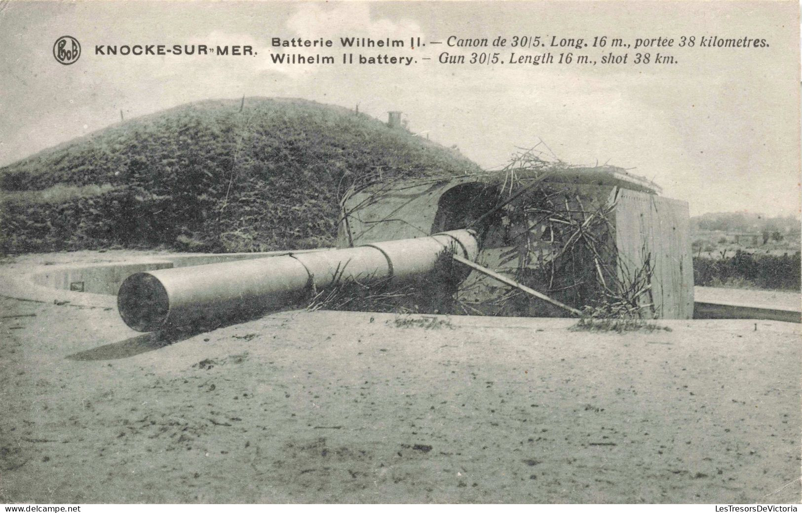 BELGIQUE - Knocke Zoute - Batterie Wilhelm II - Canon De 3015 Long 16mm Portée 38 Km -  Carte Postale Ancienne - Knokke