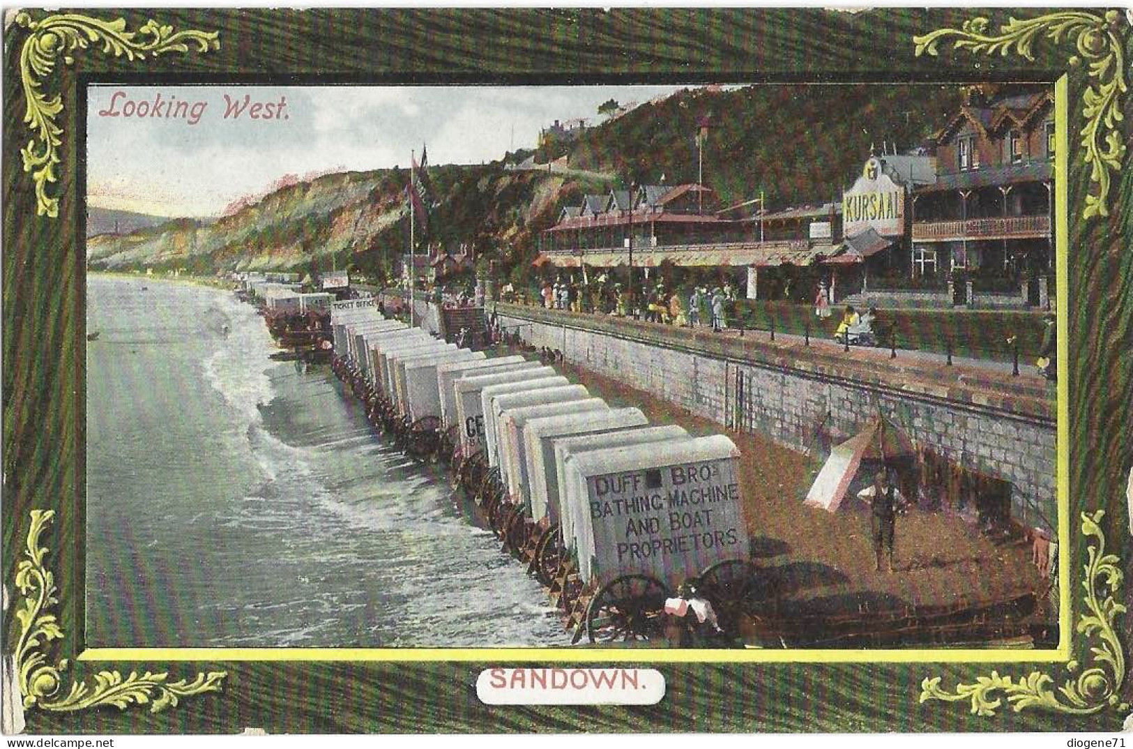 Sandown Looking West Bathing Machine - Sandown