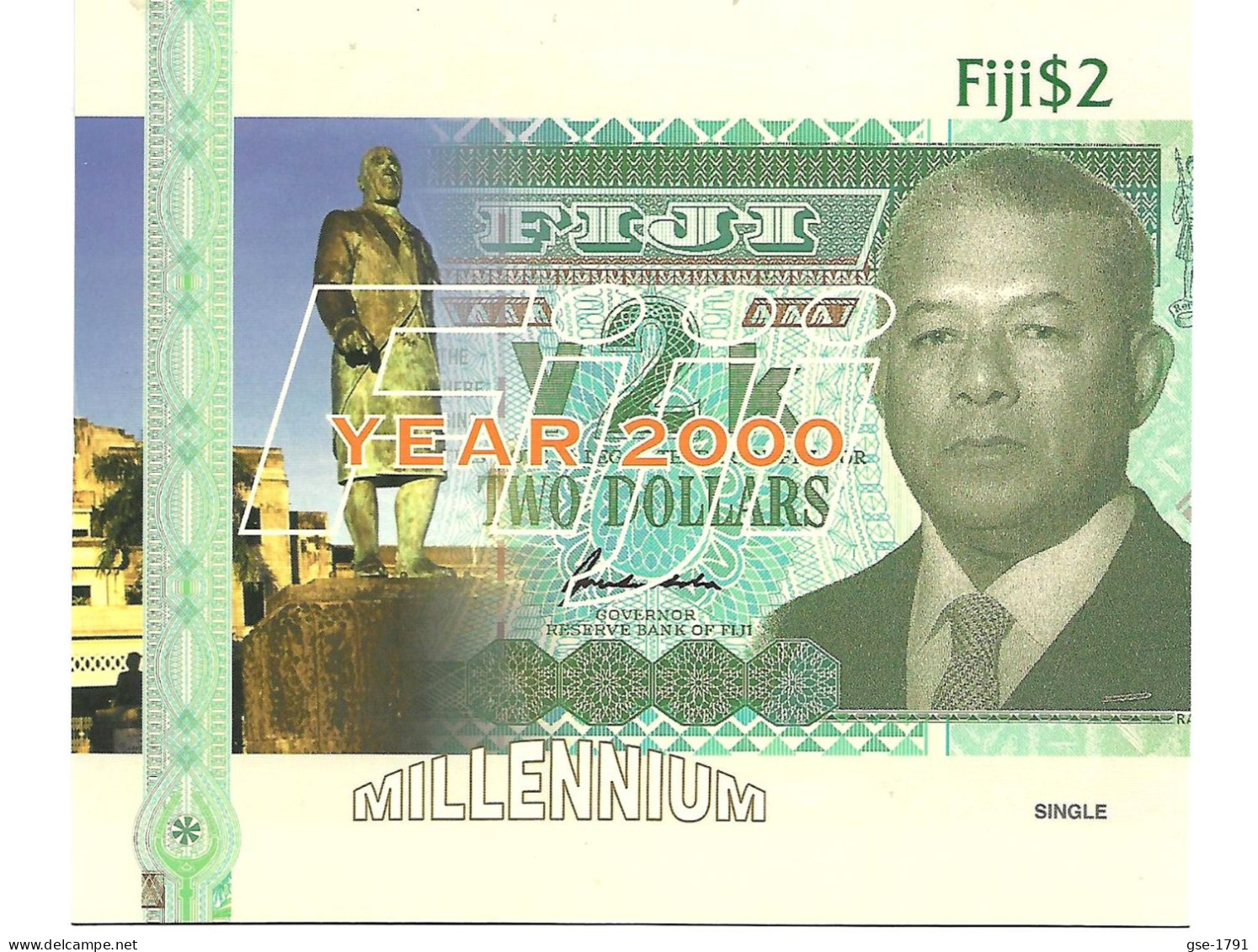 FIDJI ,Réserve Bank Année 2000  # 102  Sir GANILAU  Sous Sa  Pochette  Neuf - Fidschi