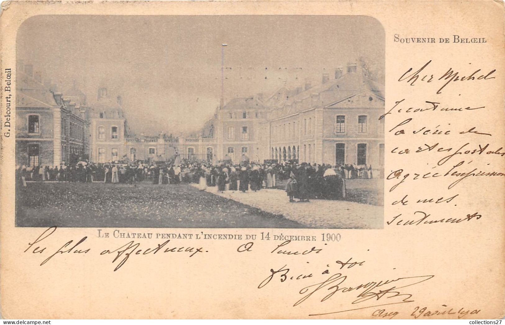 BELOEIL- LE CHATEAU PENDANT L'INCENDIE DU 14 DECMBRE 1900 - Belöil