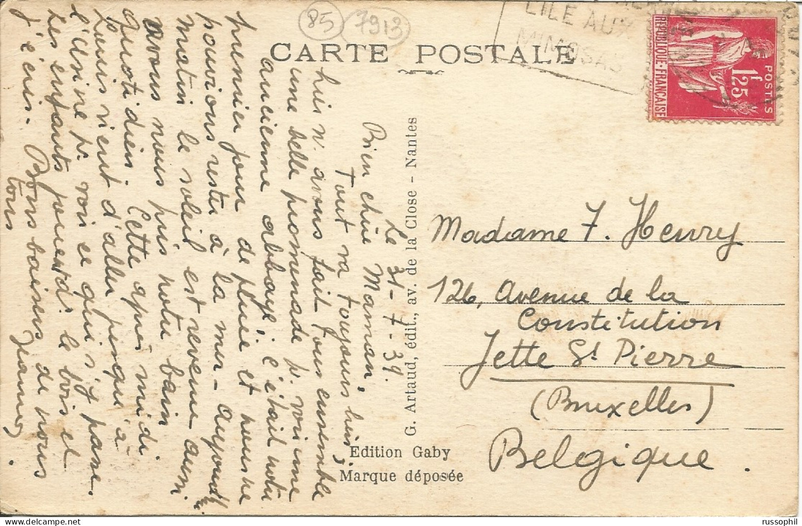 FRANCE - 85 - ILE DE NOIRMOUTIER (VENDEE) - COIFFES NOIRMOUTRINES - LA CAUSETTE - ED. GABY REF #96 - 1939 - Noirmoutier