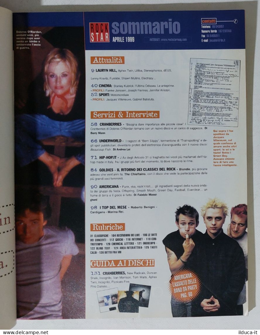 39858 Rockstar 1999 N. 4 - Cranberries / Cardigans + Poster Lenny Kravitz / MTV - Música