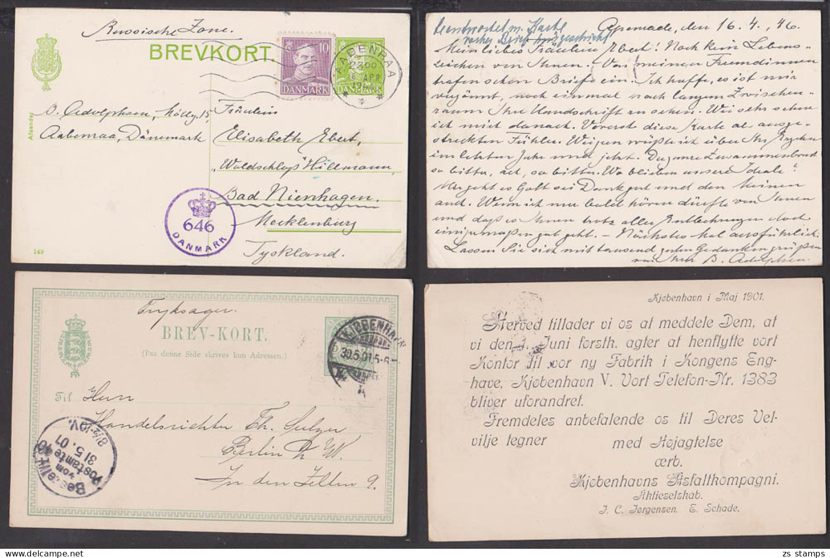 Apenrade AABENRAA 1946 Mit Zensur Nach Der SBZ Russische Zone, GA 1901 Mit Priv. Zudruck Kjobenhavn, Kopenhagen - Lettres & Documents