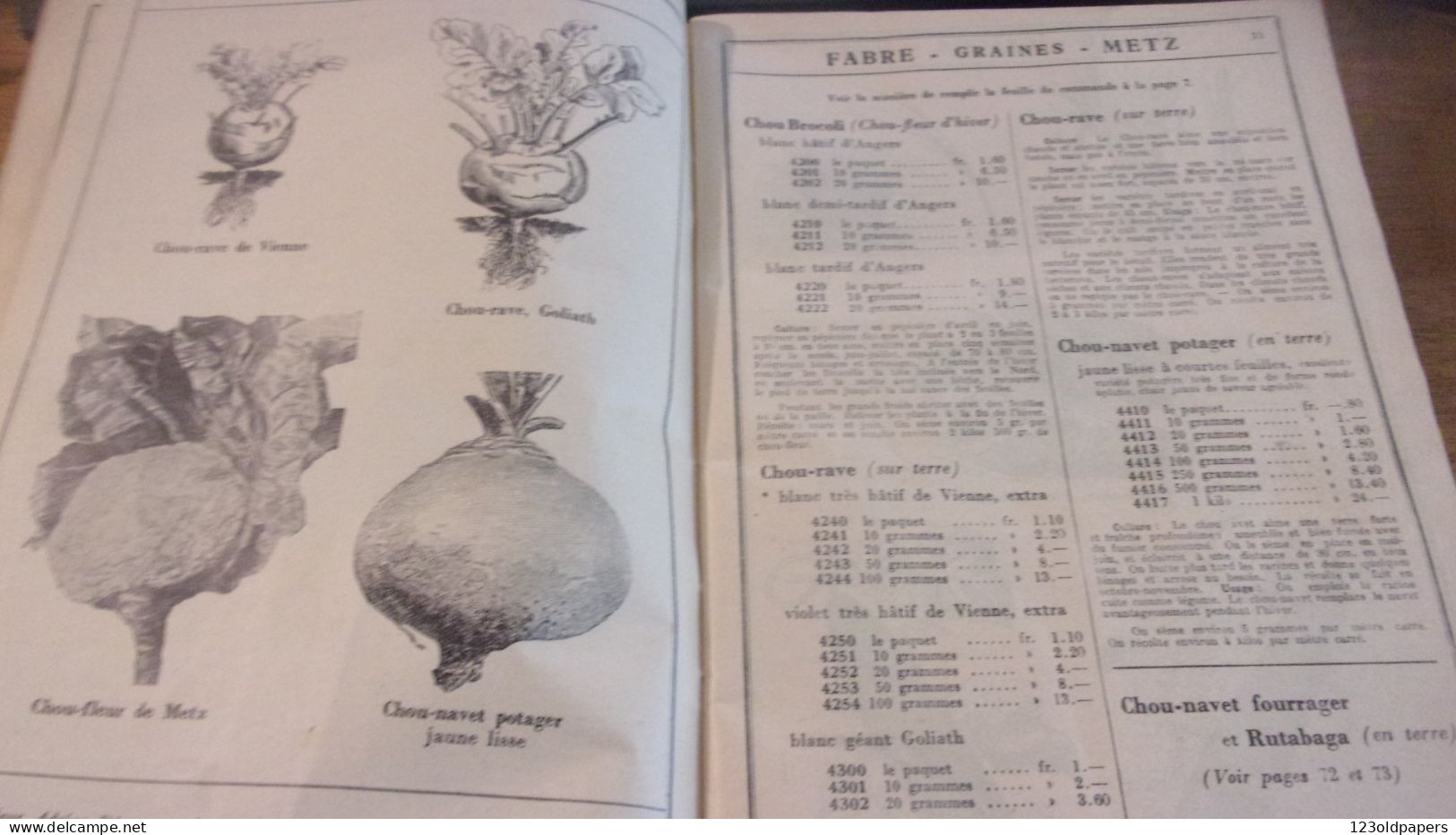 Catalogue Général/ FABRE/ Grainetier/Rue Mazelle/ METZ/ Moselle// 1937 PLANTES RICHEMENT ILLUSTRE  144 PAGES