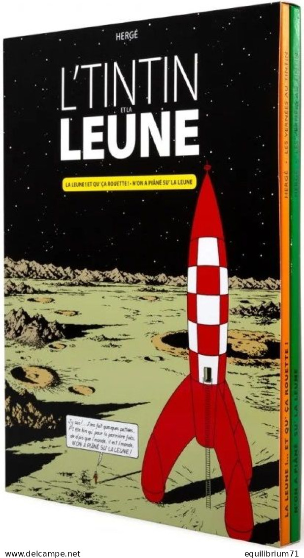 Tintin - Coffret Contient 2 Albums En Sarthois : Objectif Lune Et On A Marché Sur La Lune. - Hergé