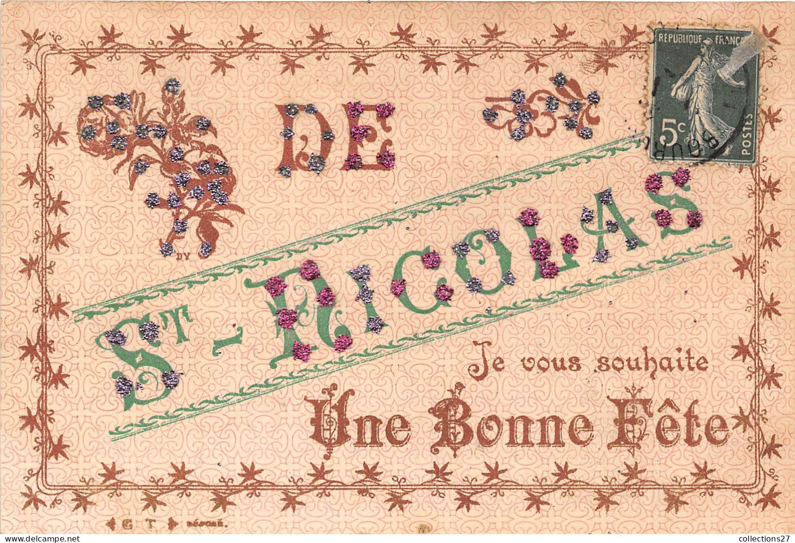 62-SAINT-NICOLAS- DE ST NICOLAS JE VOUS SOUHAITE UNE BONNE FÊTE ( CARTE A PAILLETTES ) - Other & Unclassified