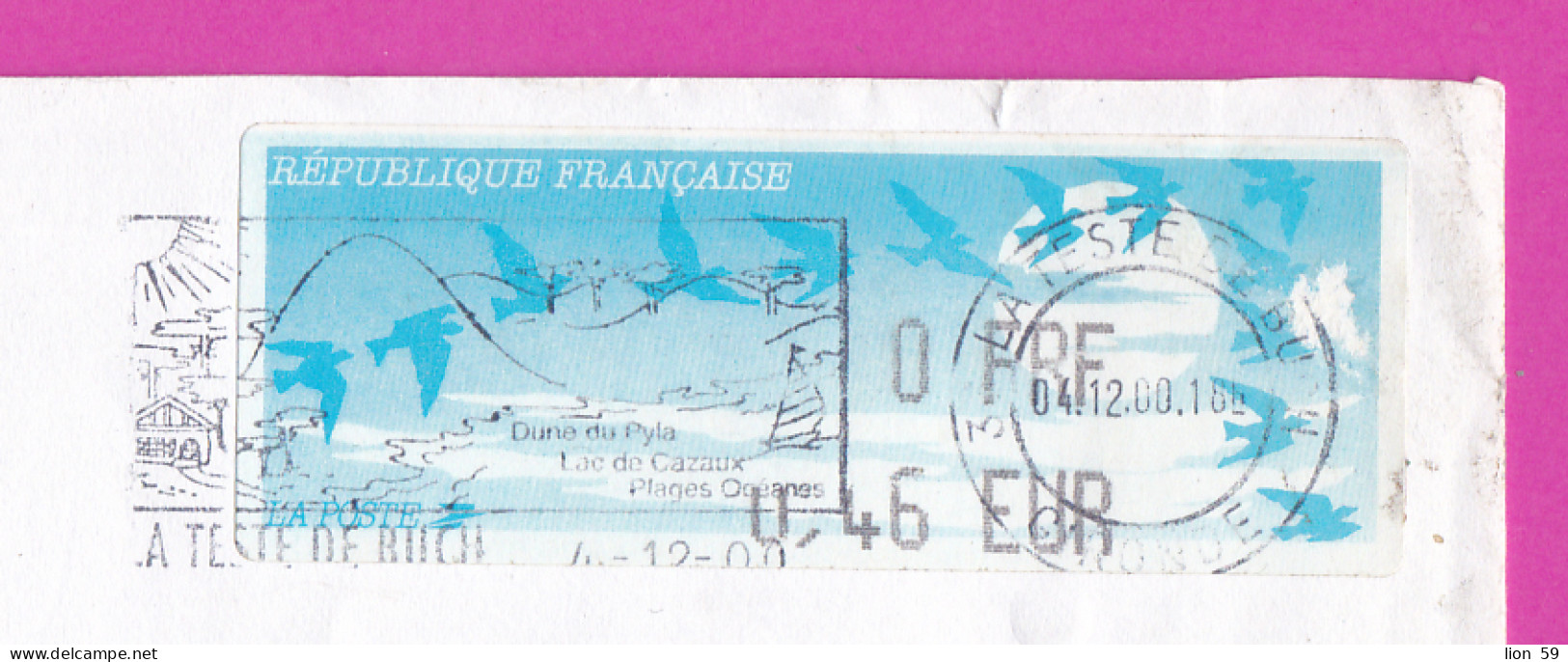 274903 / France La Teste-de-Buch 2000 - 0.46 EUR Franking Label , Machine Stamps (ATM) Flamme " Plages Oceanes " Bird - 2000 Type « Avions En Papier »
