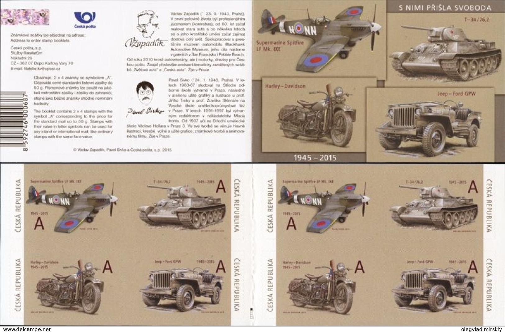 Czech Tschechien Tchèque 2015 WWII Allied Military Transport They Brought Us Freedom Booklet With 2 Sets Mint - Blocks & Sheetlets