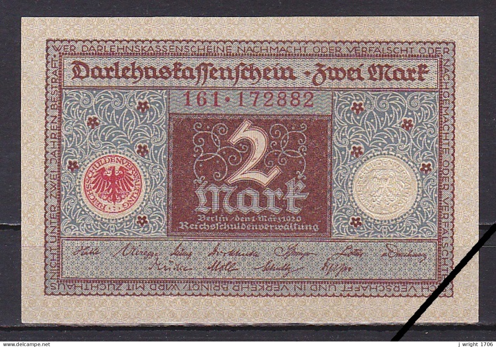 Germany/Weimar, 2 Mark, 1920/Prifix 3 Digits, Grade EF - 2 Mark