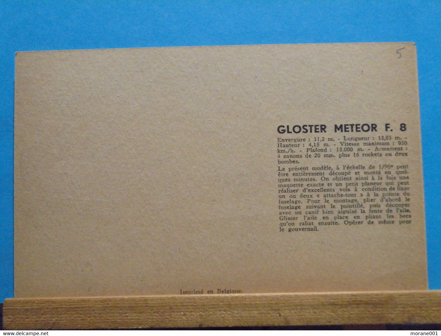 Maquette Gloster Meteor F-8 Supplément à Marabout Junior 45 La Collection De Bob Morane H.Vernes - Marabout Junior