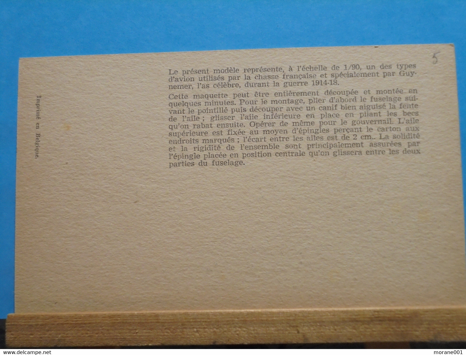 Maquette Spad-Fance Chasseur Biplan Supplément à Marabout Junior 31 La Collection De Bob Morane H.Vernes - Marabout Junior