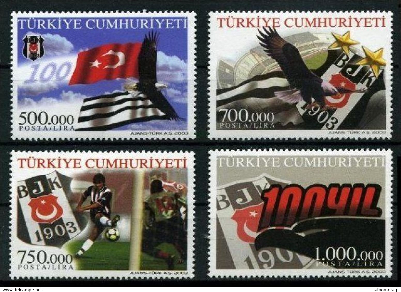 Türkiye 2003 Mi 3329-3332 MNH The Centenary Of Beşiktaş Gymnastic Club - Unused Stamps