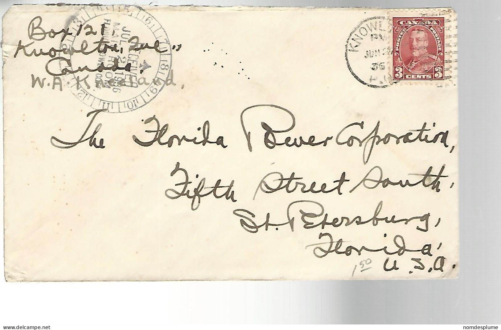 52044 ) Cover Canada Postmark Duplex  - 1903-1954 Kings