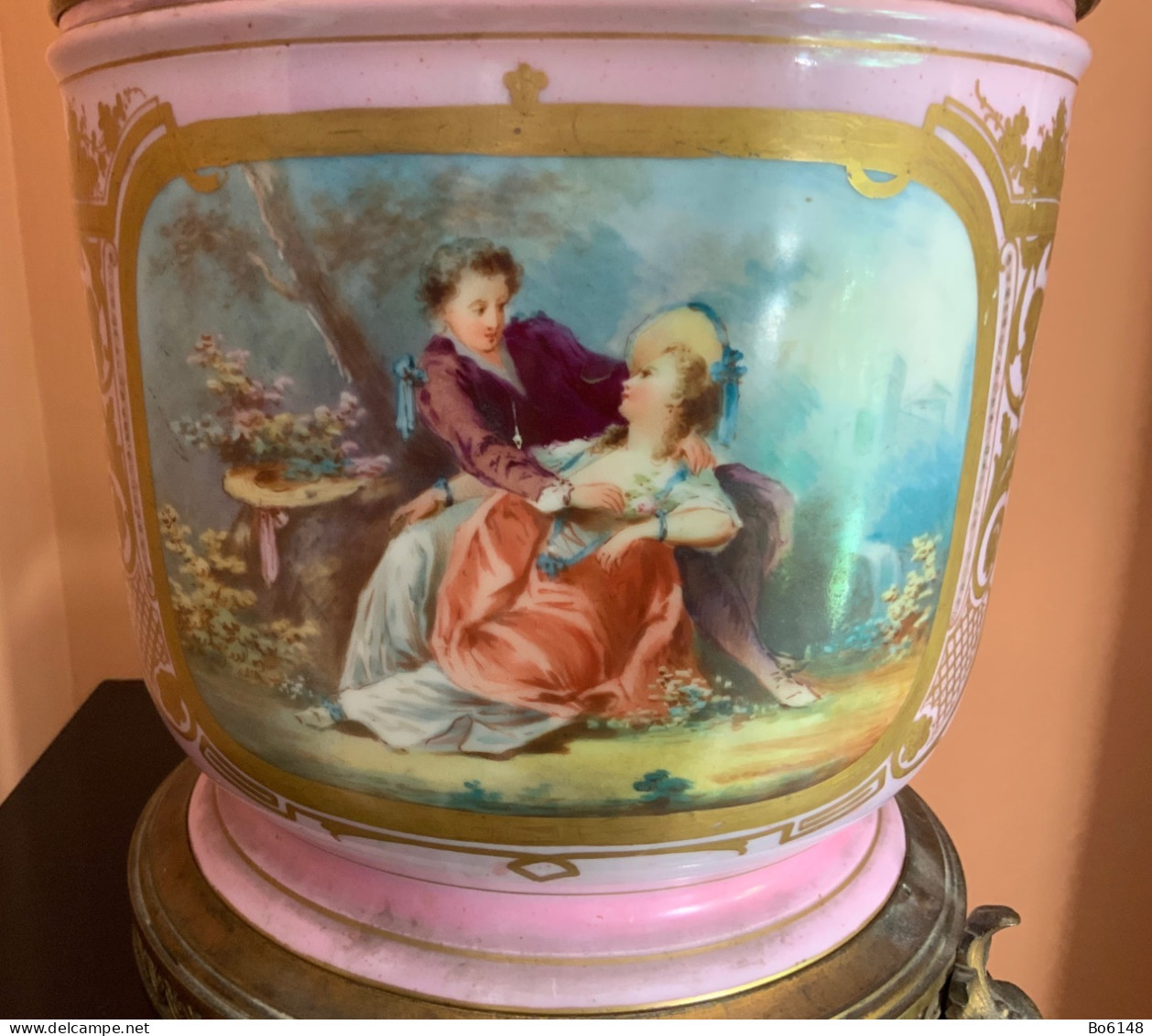 Grande Cachepot Napoleone III Porcellana SEVRES Dipinta , Alto Cm.27 - Sèvres (FRA)