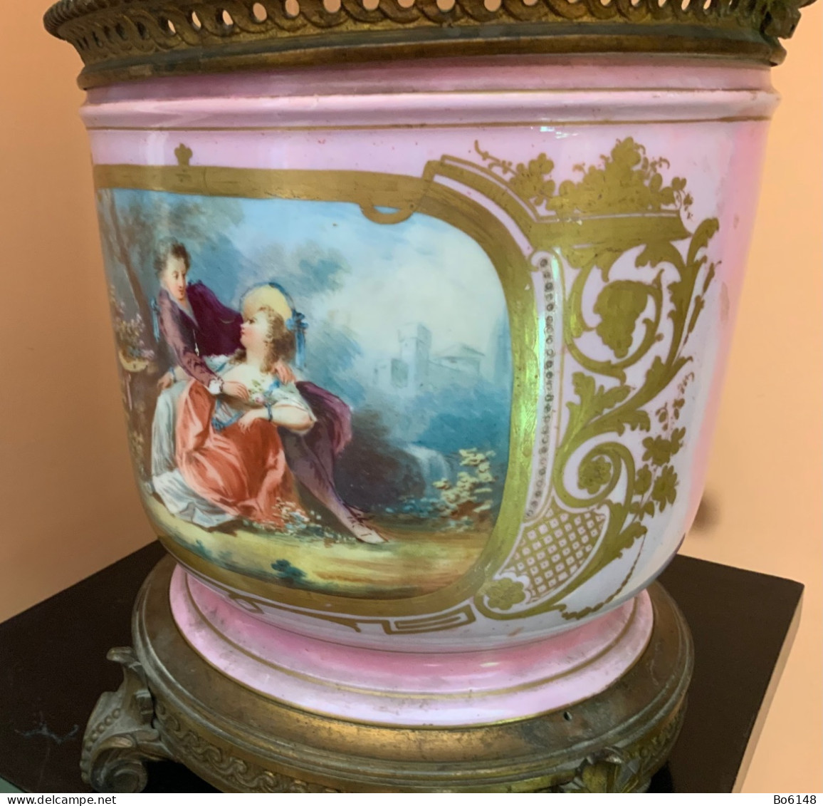 Grande Cachepot Napoleone III Porcellana SEVRES Dipinta , Alto Cm.27 - Sèvres (FRA)