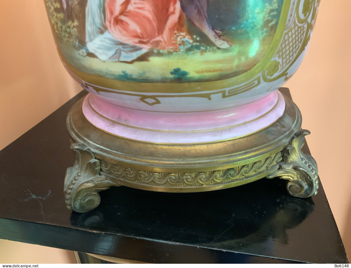 Grande Cachepot Napoleone III Porcellana SEVRES Dipinta , Alto Cm.27 - Sèvres (FRA)