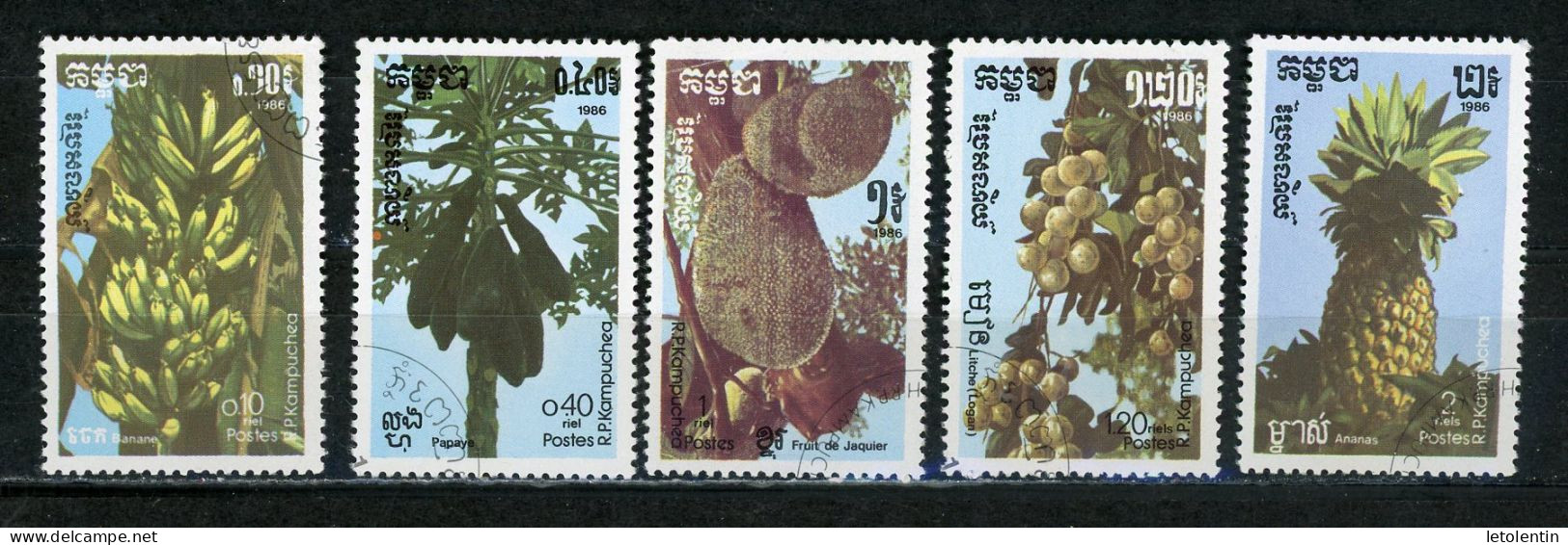 KAMPUCHEA : FRUITS - N° Yvert 681+682+684+685+686 Obli. - Kampuchea