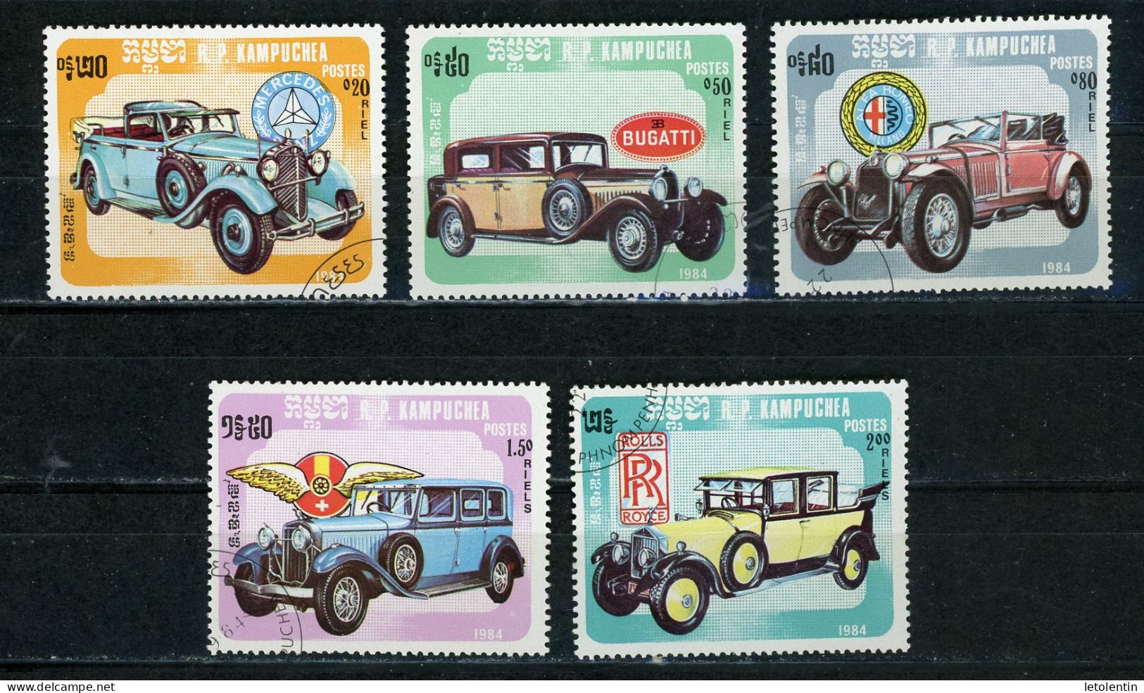 KAMPUCHEA : AUTOMOBILES - N° Yvert 491+492+493+495+496 Obli. - Kampuchea