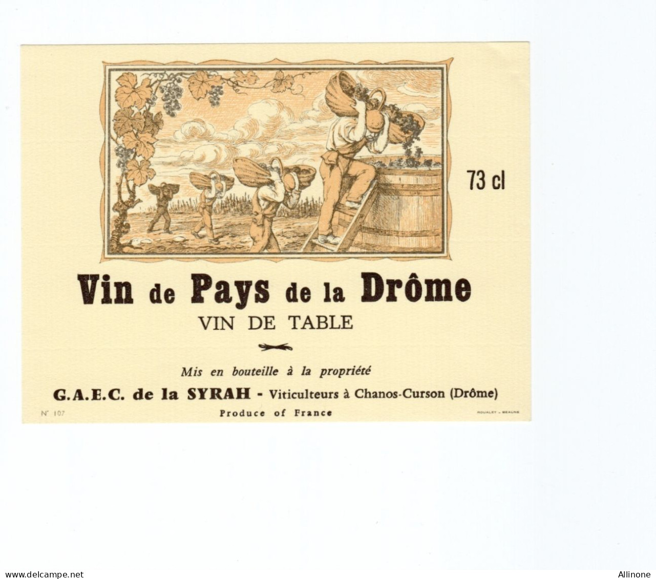 Etiquette De Vin Vin De Pays De La Drôme TB Neuve Illustrée - Collections & Sets