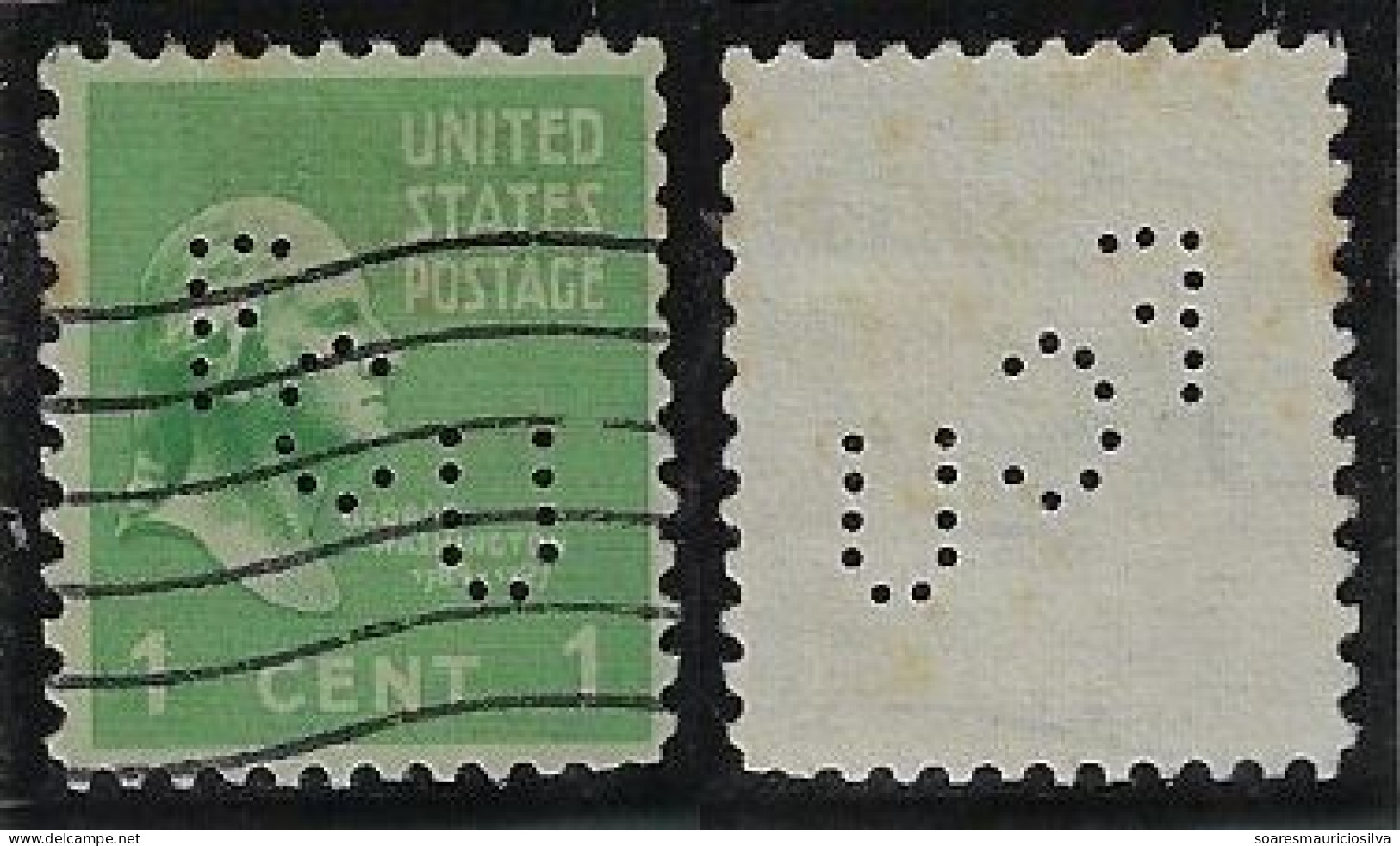 USA United States 1926/1960 Stamp With Perfin FCU By The Pioneer Life Insurance Company From Rockford Lochung Perfore - Zähnungen (Perfins)