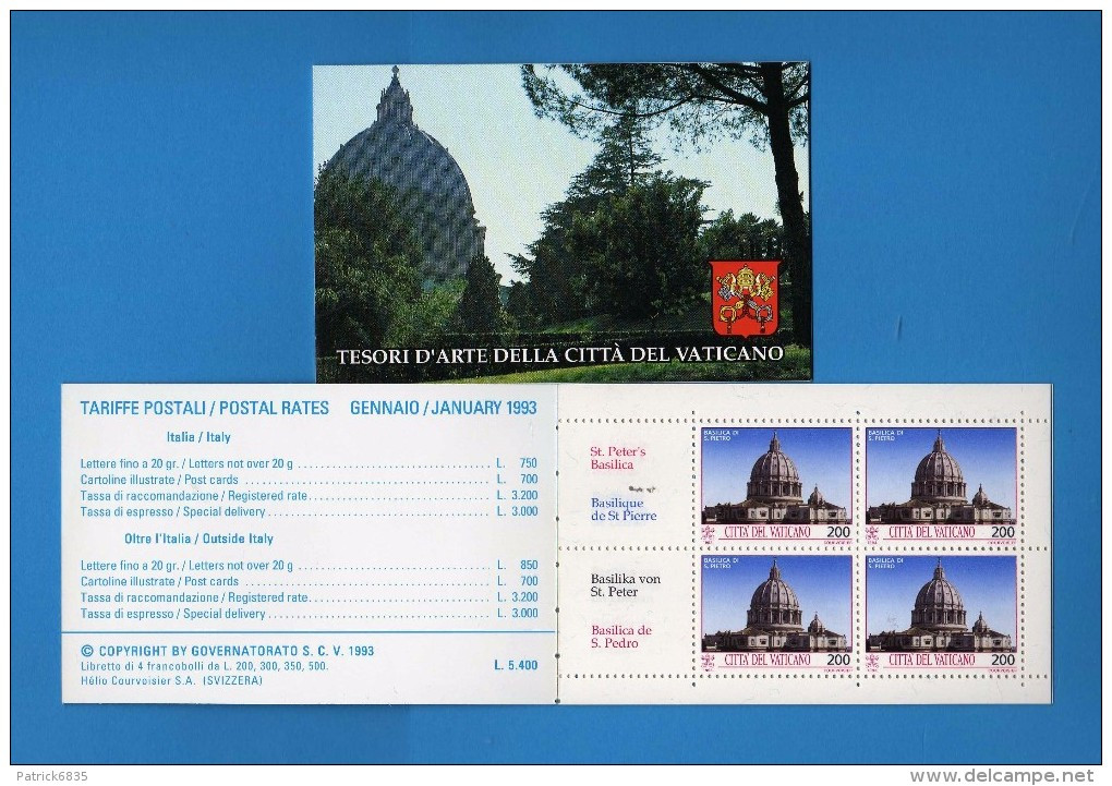 VATICANO **-  1993 - L. 4 - Tesori D'Arte Della Città Del Vaticano. - Booklets