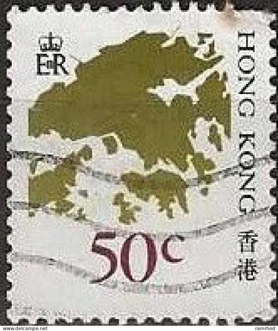 HONG KONG 1987 Map Of Hong Kong - 50c. - Brown, Red And Black FU - Used Stamps