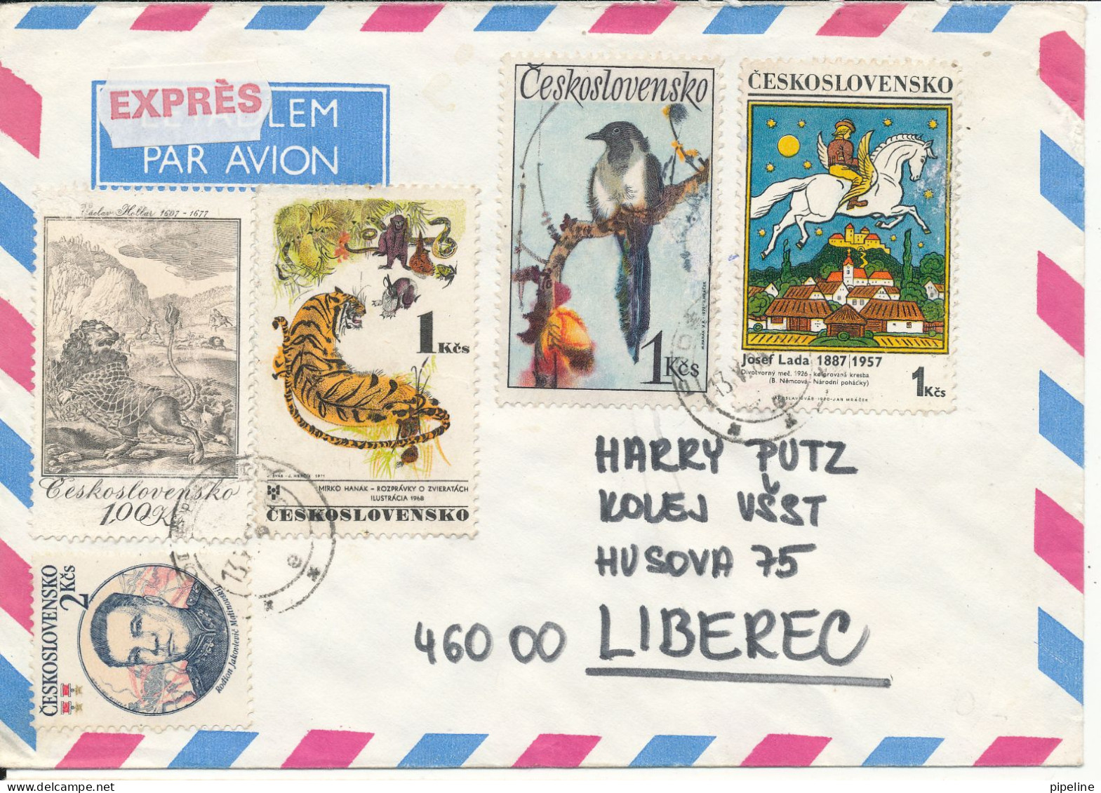 Czechoslovakia Express Air Mail Cover 13-5-1975 Topic Stamps - Storia Postale