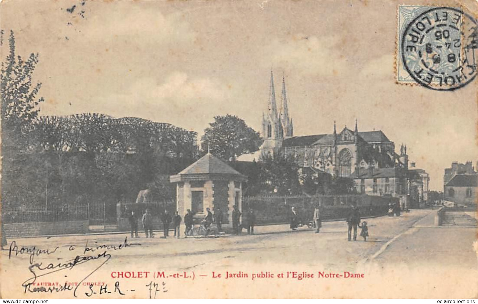 Cholet          49         Le Jardin Public Et L'église  Notre Dame          (Voir Scan) - Cholet