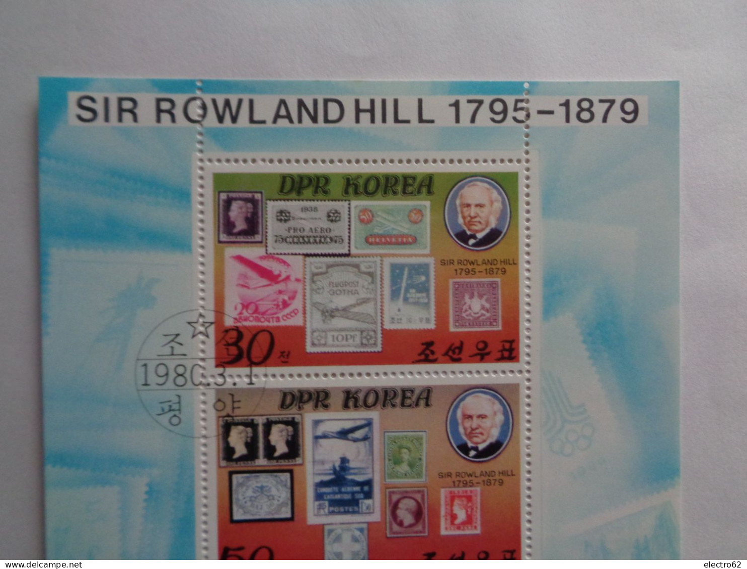 Corée Du Nord  Sir Rowland Hill Korea Poste Timbre Feuillet Penny Black - Rowland Hill