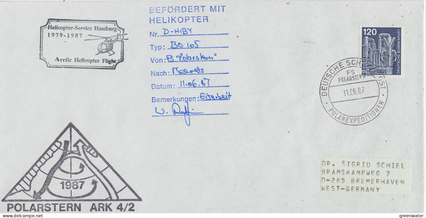 Germany FS Polarstern Heli Flight From Polarstern To Arctic Sea 11.06.1987 (SX174C) - Polar Flights