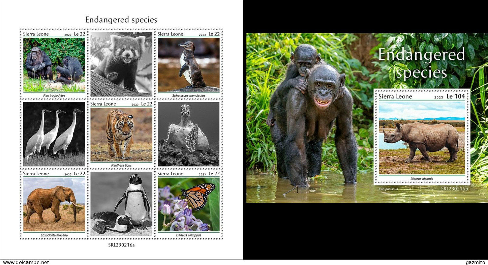 Sierra Leone 2023, Animals In Danger, 6val In BF +BF - Gorilla's