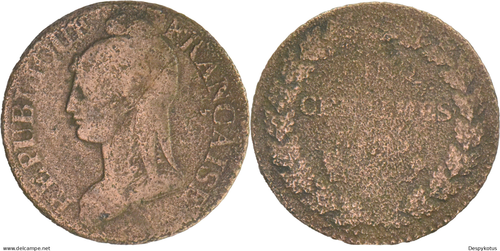 France - 2 Monnaies 5 Centimes Dupré - 13-209 - 1795-1799 Direktorium