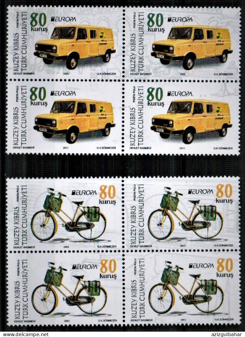 2013 -EUROPA - POSTAL VEHICLES- TURKISH CYPRIOT STAMPS - FROM WATERMARKED SHEETS - - 2013