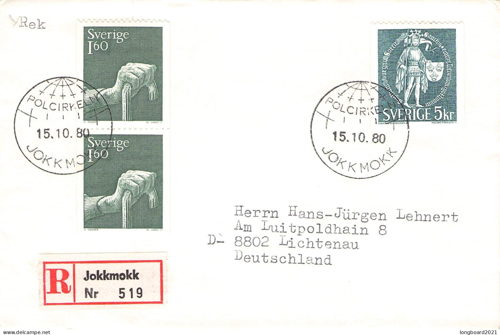 SWEDEN - REGISTERED MAIL 1980 JOKKMOKK - DE / 2098 - Brieven En Documenten